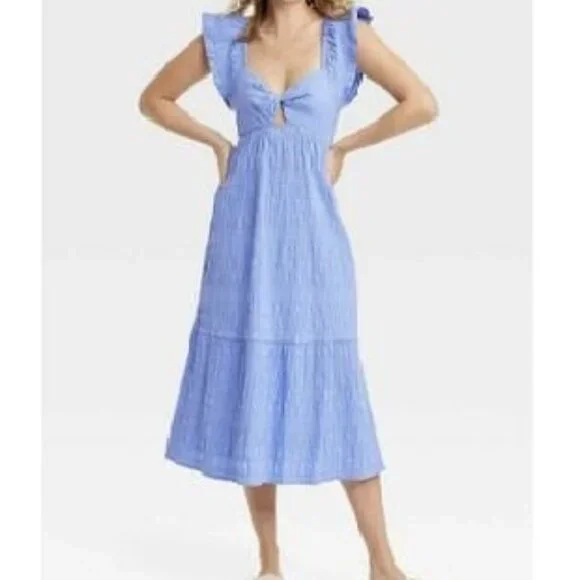 Universal Thread Flutter Cap Sleeve A-Line Midi Dress - Picture 3 of 10